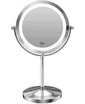 Double Sided Round Makeup Mirror - 10x/1x Magnification - Cordless &amp; Portable