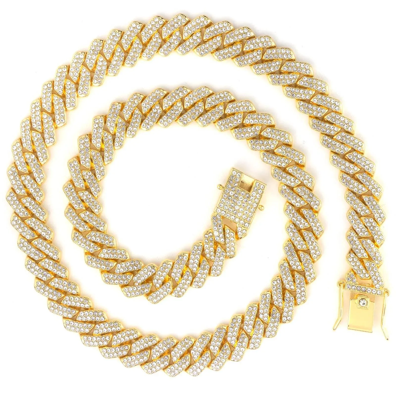 Cuban Chain Necklaces Silver/Gold Cuban Link Chains Mens Iced Out Miami Bling Diamond Hip Hop Jewelry for Women