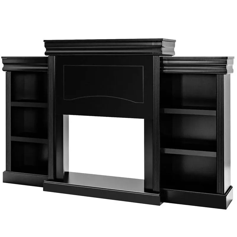 Costway 70 Inch Modern Fireplace Media Entertainment Center with Bookcase