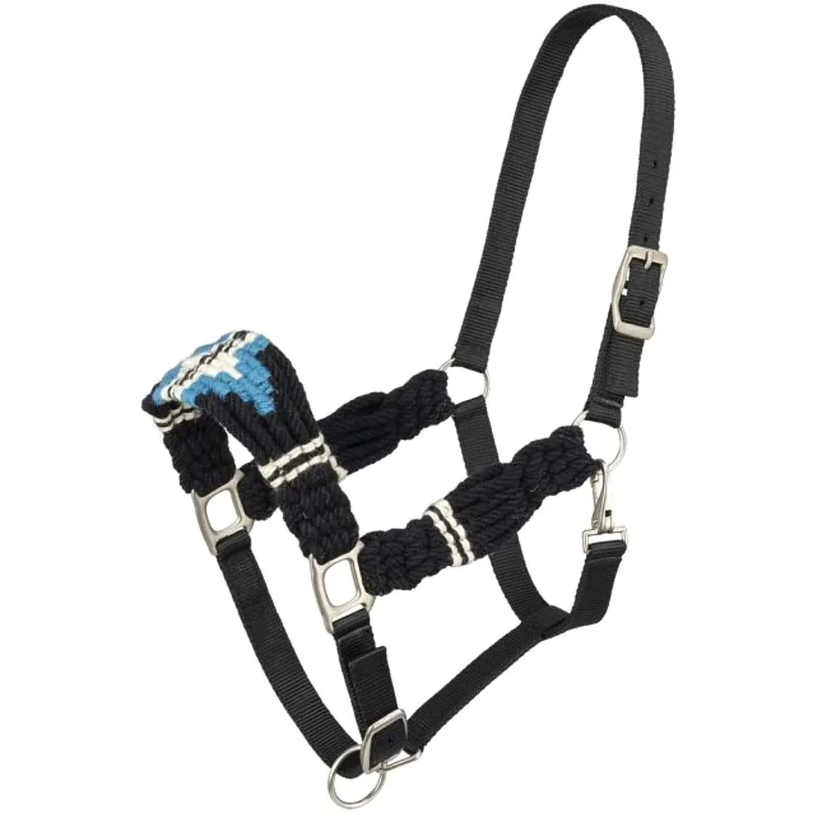 Tough 1 Wool String Nylon Halter - Navy Blue/Grey/Turquoise/Cream