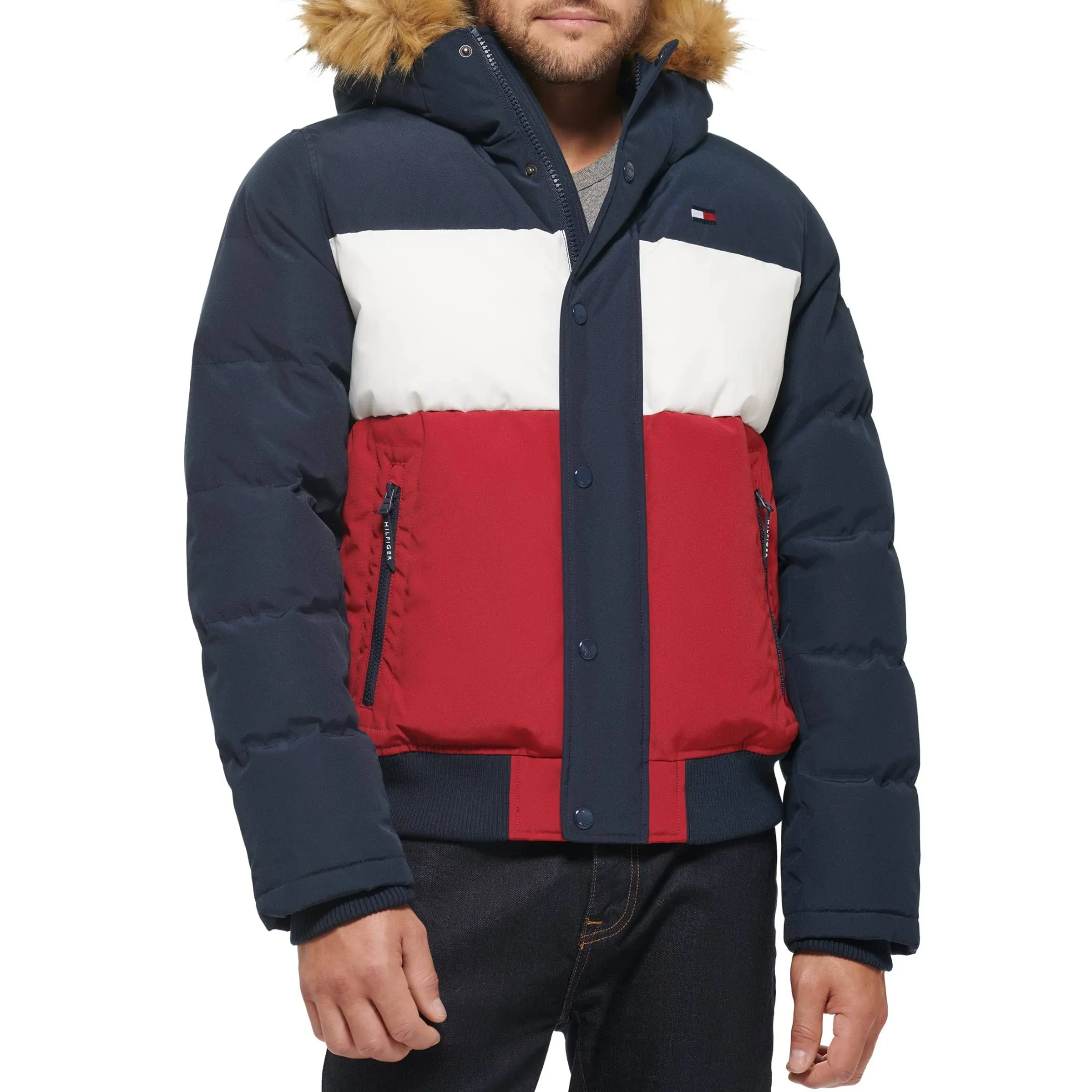 Tommy Hilfiger Men's Arctic Cloth Quilted Snorkel Bomber Jacket