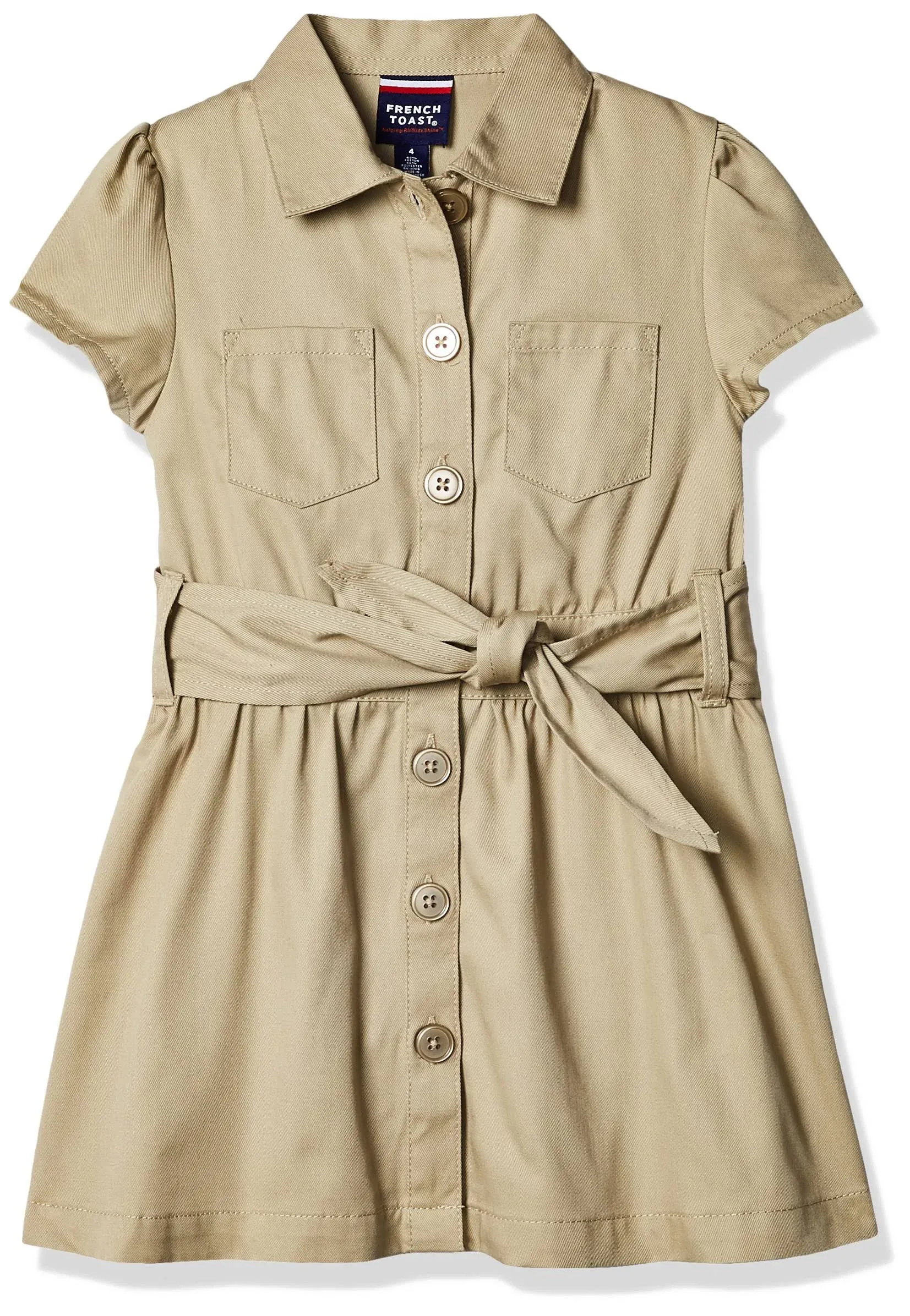 French Toast Girls' Safari Dress - Khaki, 6