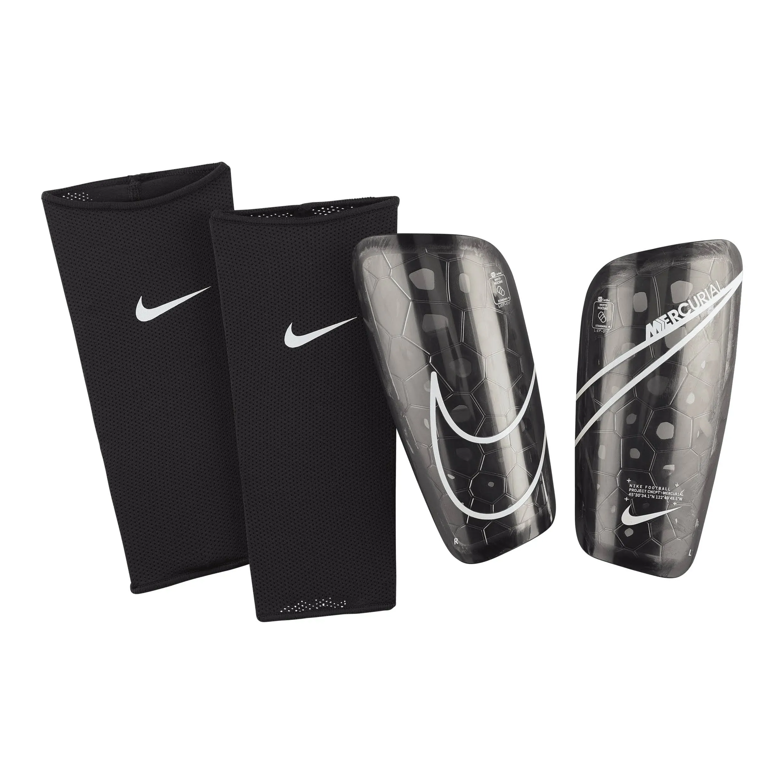 Nike Shin Guards Mercurial Lite Adult Size XL Black Soccer Athletic Ventilated