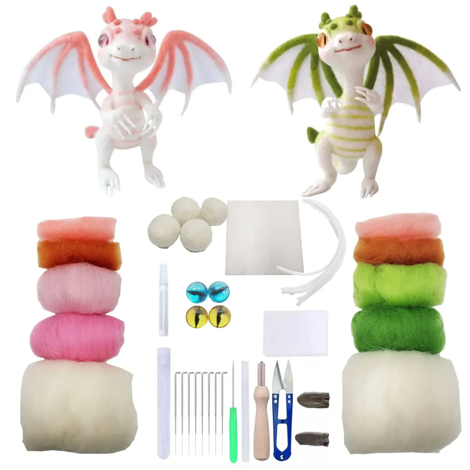 DEUXPER Needle Felting Kits Beginners, DIY Wool Felt Dragon Materials 