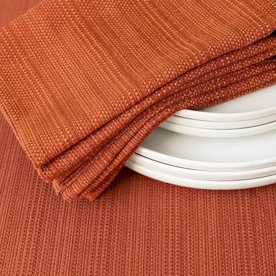 Benson Mills Cameron Textured Fabric Cloth Napkins for Fall, Harvest, and Thanksgiving Tablecloths (18" x 18" Napkin Set of 4, Bison/Rust/Burnt Orange)