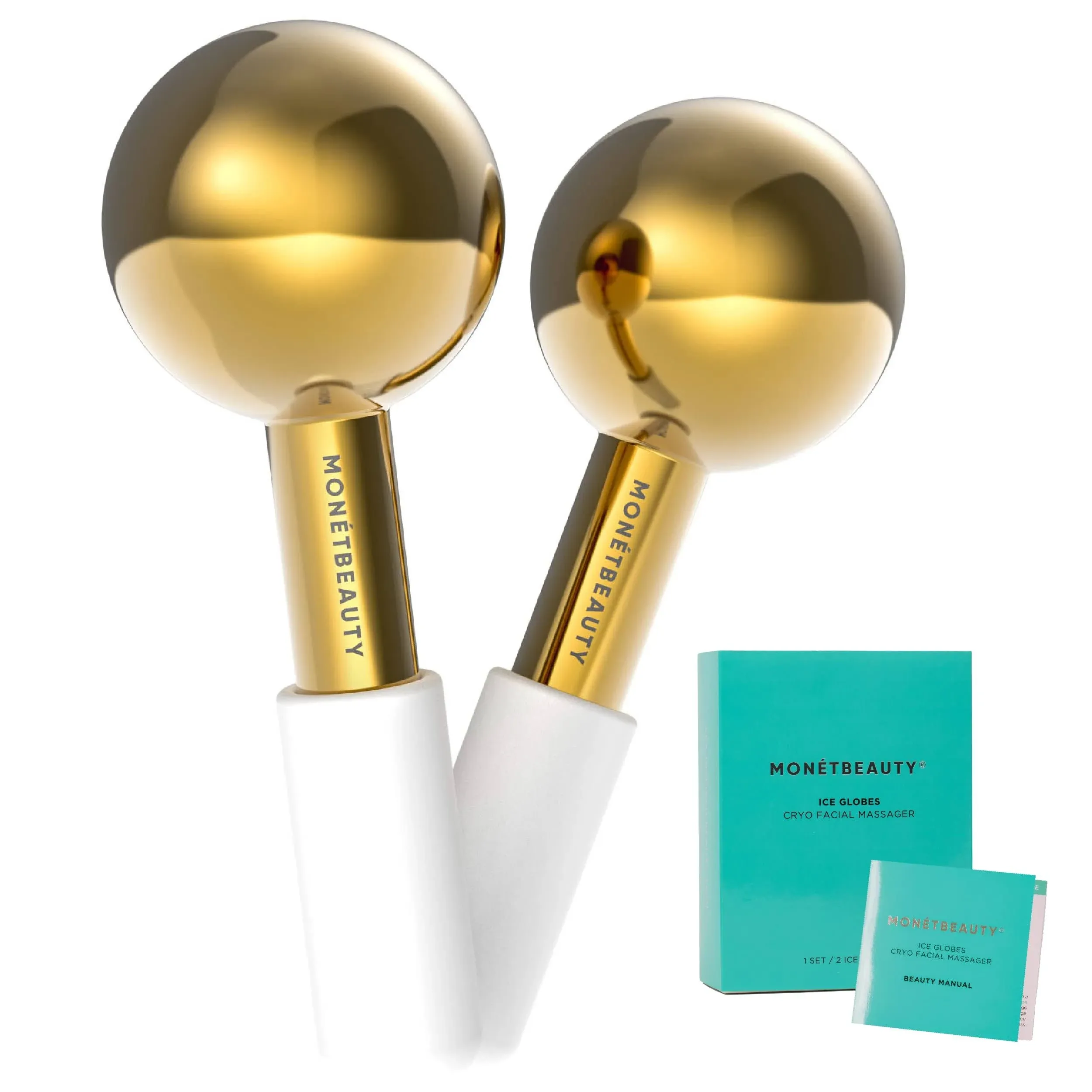 Mon tBeauty Stainless Steel Ice Globes for Facials (Gold) Durable Cryo Globes ...