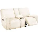 ULTICOR Reclining Love Seat with Middle Console Slipcover, 8-Piece Velvet