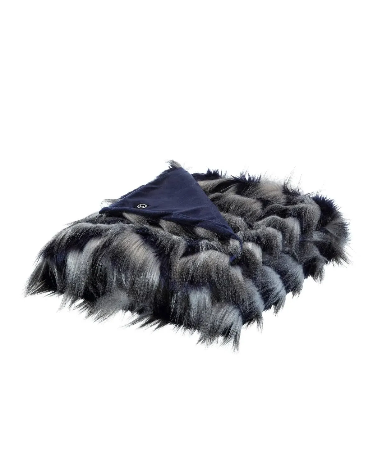 Caron Faux Feather Fur Throw 50"x60", Navy