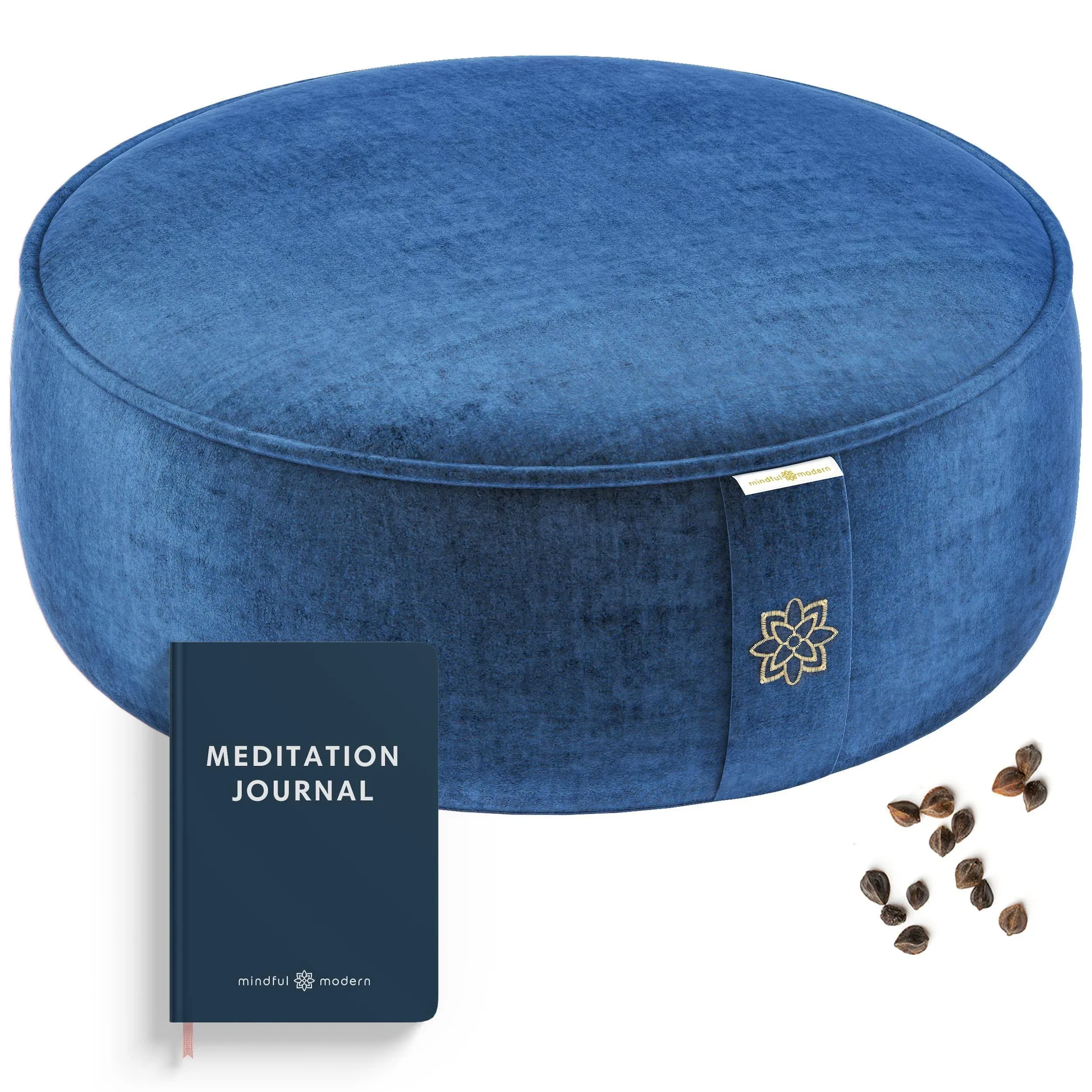 Mindful Modern Velvet Meditation Cushion | Luxe Zafu Yoga Floor Pillow Seat | 