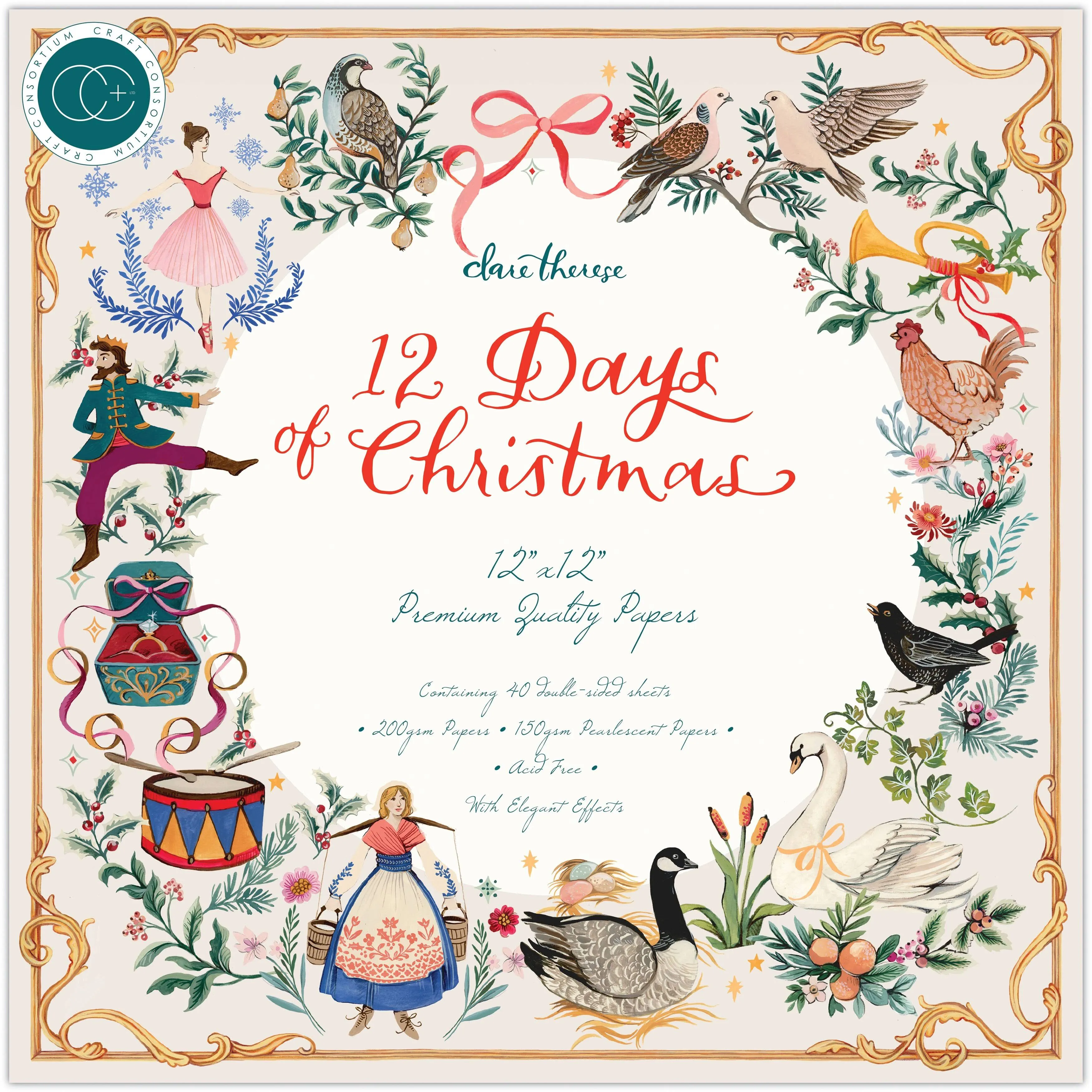 Craft Consortium 12 Days of Christmas Paper Pad 30x30cm