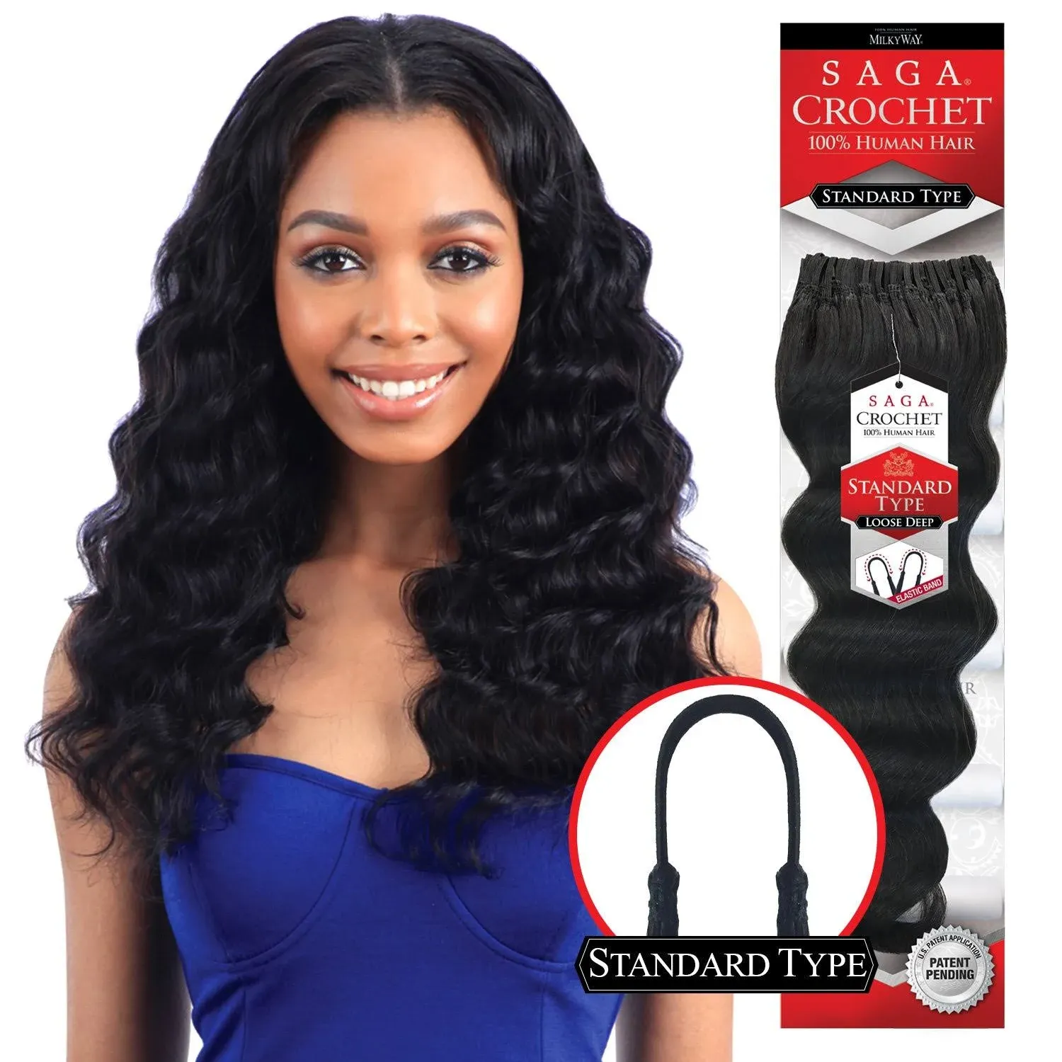 Saga Human Hair Crochet Braids Standard Type Loose Deep (18", 1)