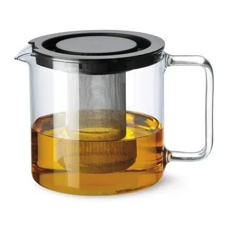 Simax Glassware 1 Quart Teapot with Metal Mesh Infuser | Plastic Lid, Microwave ...