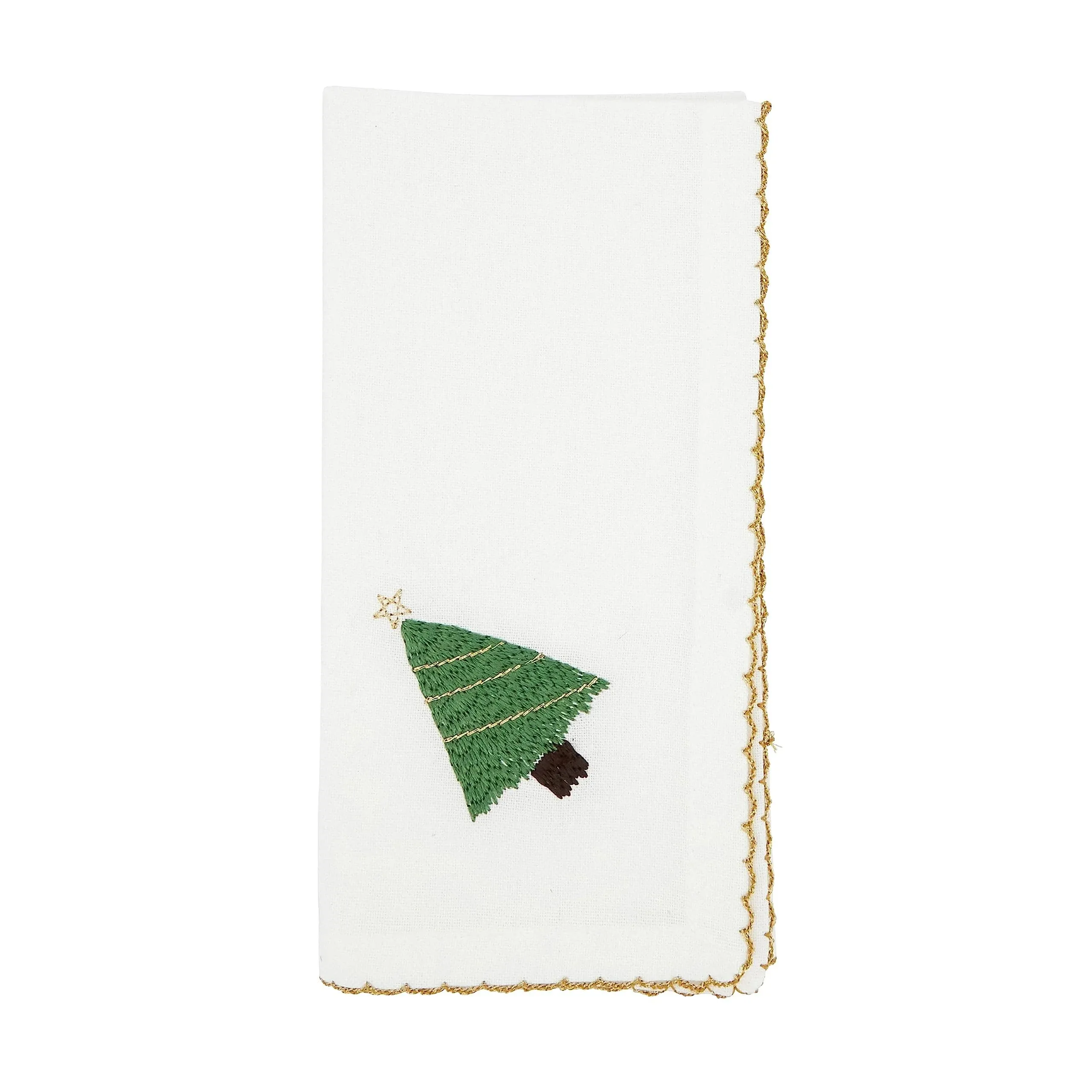 Saro Lifestyle 4807.W18S 18 in. Festive Forest Whip Stitch Christmas Tree Square ...