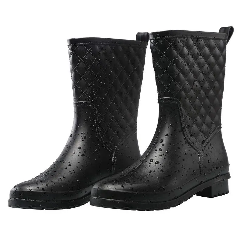 🆕Rain Boots Black Waterproof Mid Calf Lightweight