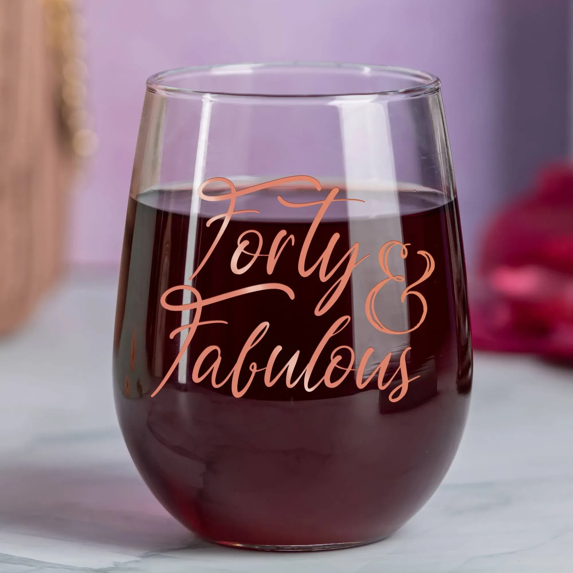 40th Birthday Gift for Women - 40 &amp; Fabulous- 40 Year Old Wine Glass Birthday...