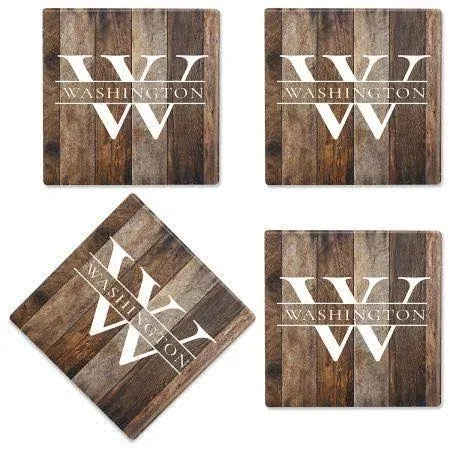 Wood Grain Personalized Ceramic Coasters 