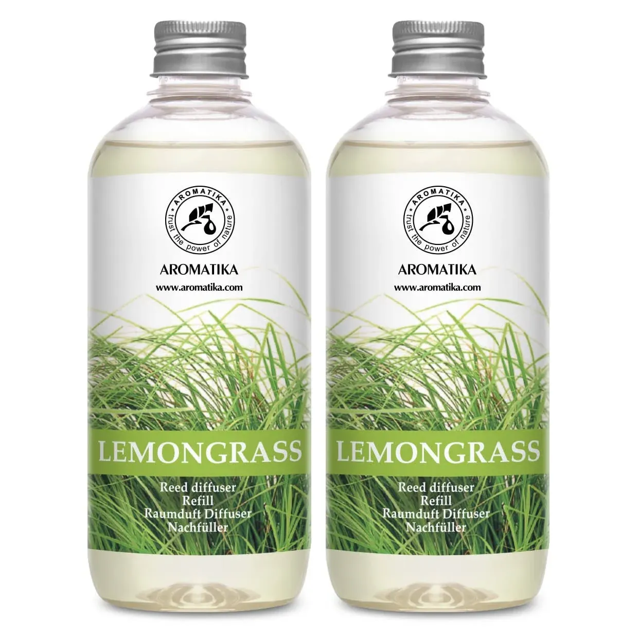 Aromatika Lemongrass Diffuser Refill 34 fl oz (2x17 fl oz) - Fresh & Long Lasting ...