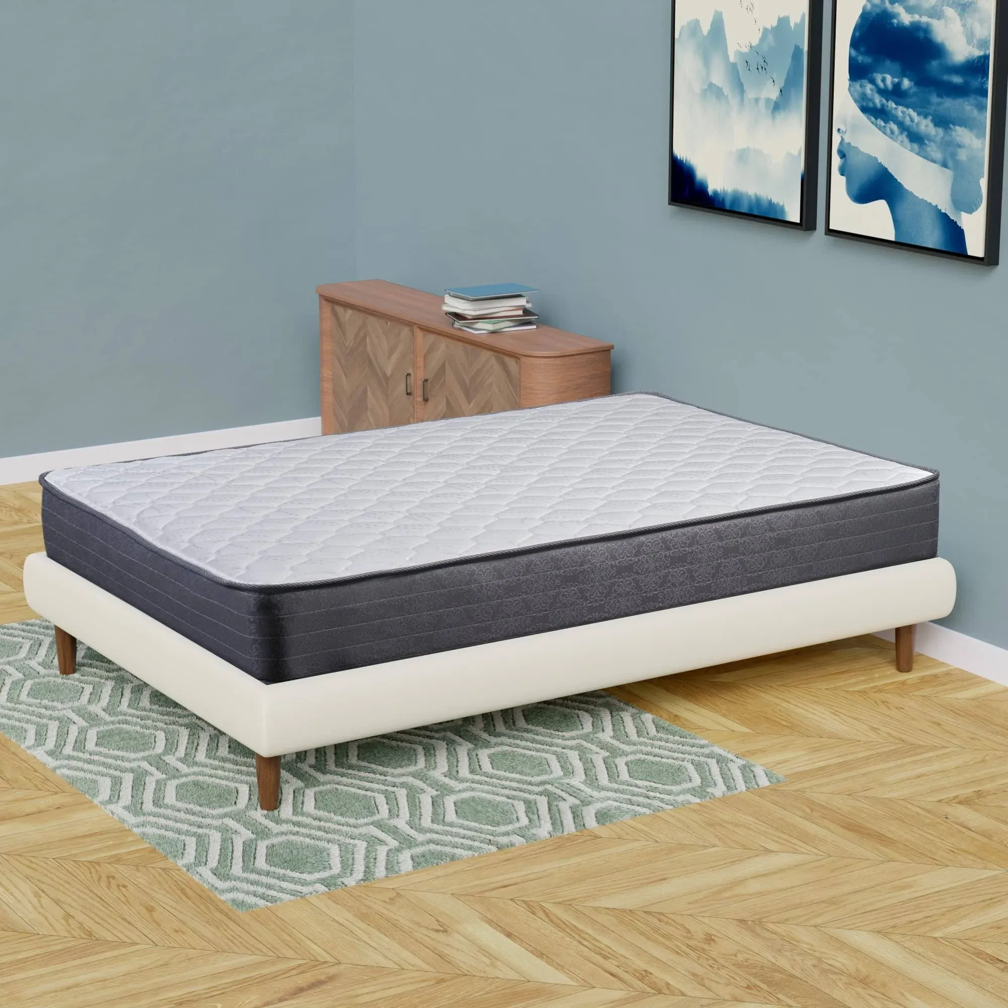 Treaton King 9 inch Hybrid Mattress in A Box for Medium Firm Support, Motion ...