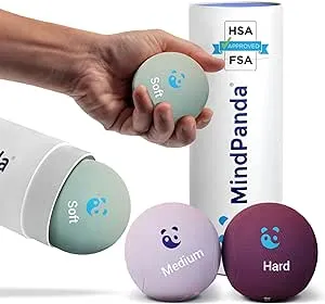 Mind & Body Stress Balls for Adults - Triple Density Squeeze Balls for Hand Therapy & Grip Strengthening - Stress & Anxiety Relief - Physical Therapy Support - Soft, Medium, Hard Gel Core