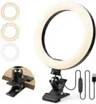 Video Conference Lighting,6.3&#034; Selfie Ring Light with Clamp Mount for Video 