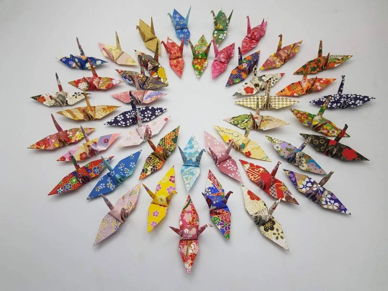 100 Origami Paper Crane Handmade Art Washi paper 3 inches - Japanese Decor, Anniversary Gift, Wedding Decor, Christmas Gift, Table Setting