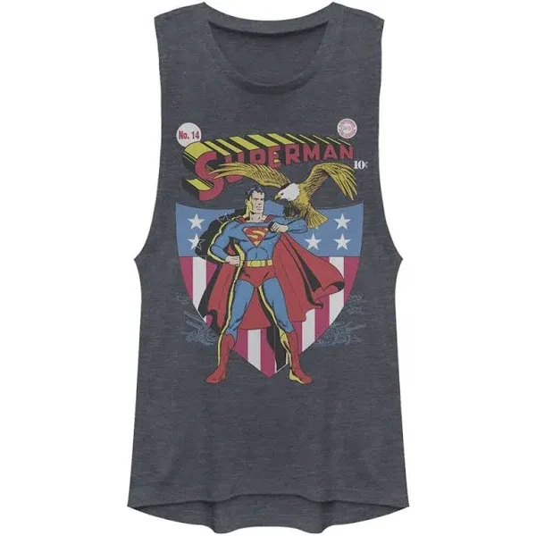 Warner Brothers Superman All American Women's Muscle Tank, Denim Blue Heather, XX ...