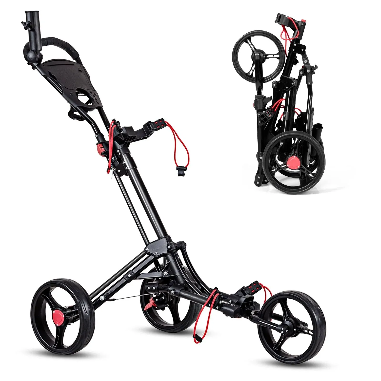 Foldable 3 Wheel Golf Pull Push Cart Trolley