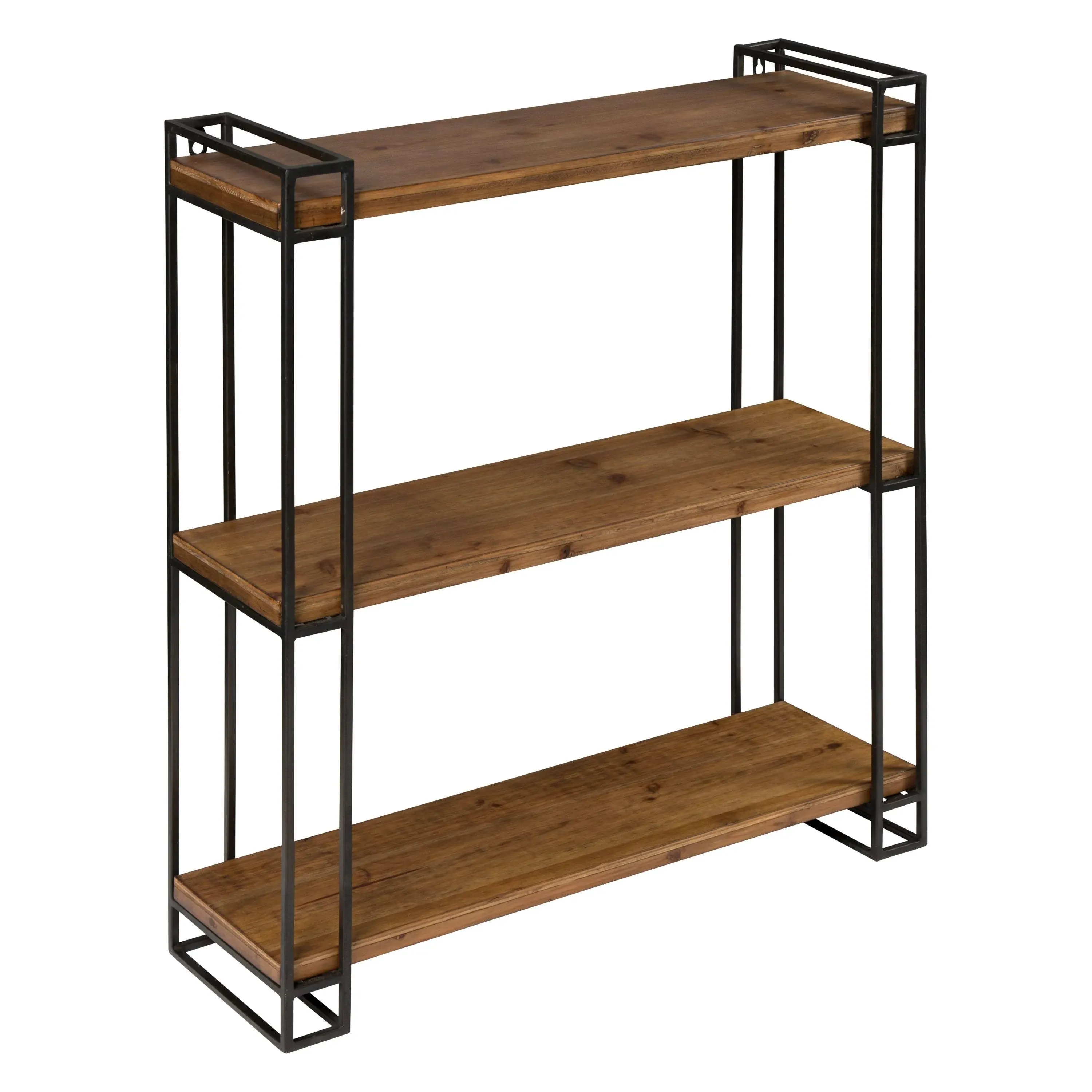 Kate and Laurel Lintz Wood and Metal Floating Wall Shelves