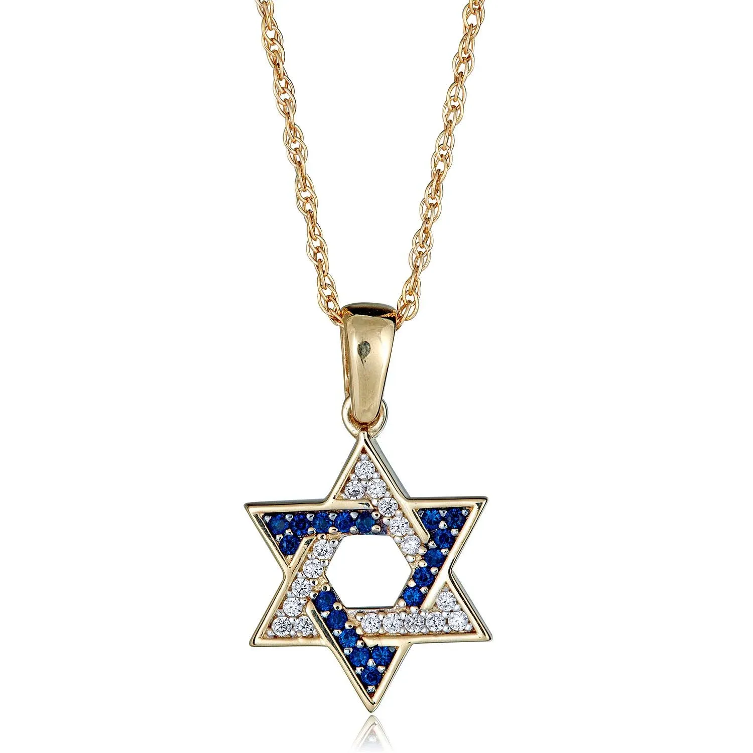 Avora 10K Yellow Gold Simulated Diamond CZ Jewish Star of David Pendant Necklace ...