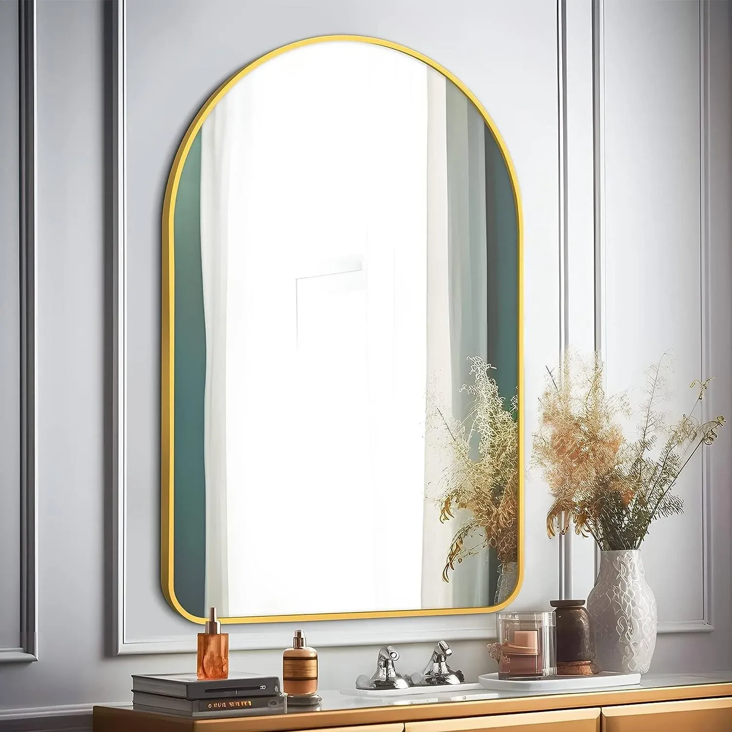 NeuType Arched Wall Mirror 36&#034;x24&#034; Hanging or Leaning Against Wall Large Bedr...