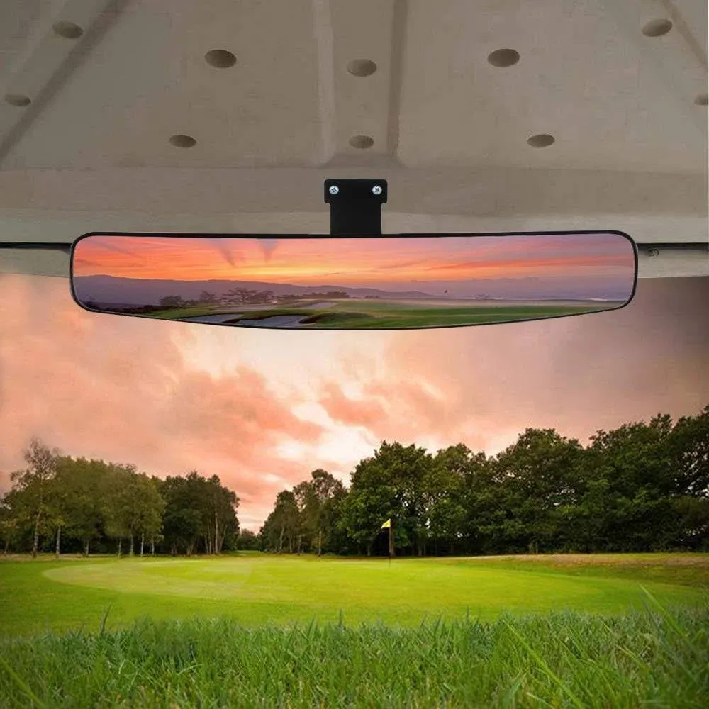 Golf Cart Mirror，HKOO Golf Cart Rear View Mirror, 16.5" Extra Wide Rear View Convex Golf Cart Mirror for EZ Go, Club Car, Yamaha (Rear View Mirror)