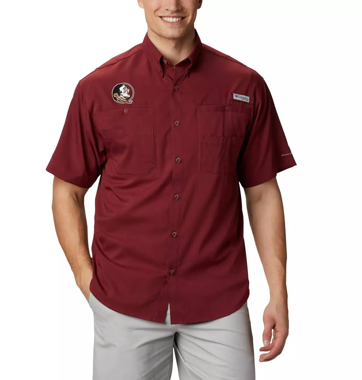 Men's Columbia Garnet Florida State Seminoles PFG Tamiami Shirt