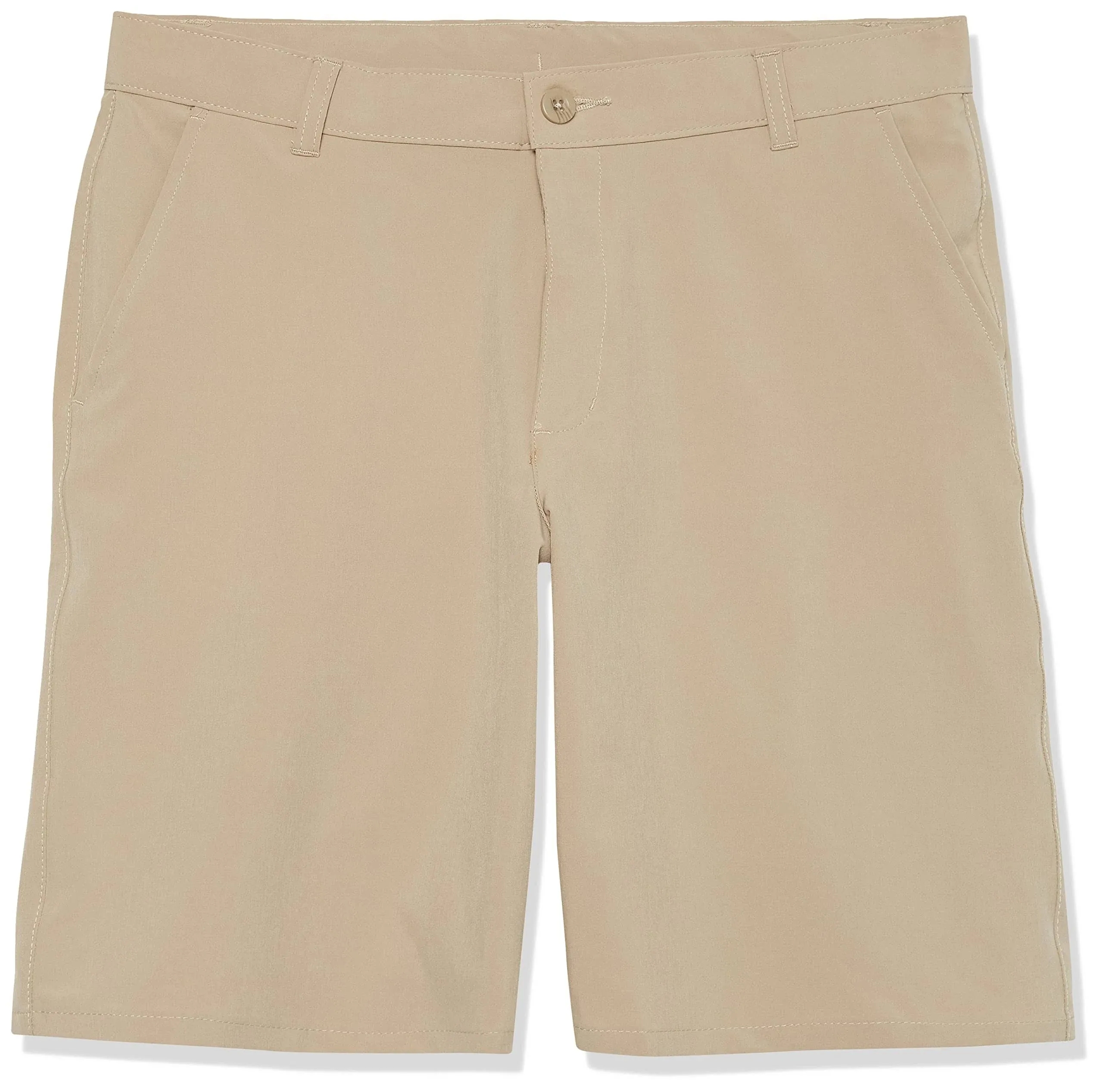 IZOD Boys' School Uniform Flat Front Khaki Shorts, Moisture Wicking Performance Fabric, Wrinkle & Fade Resistant