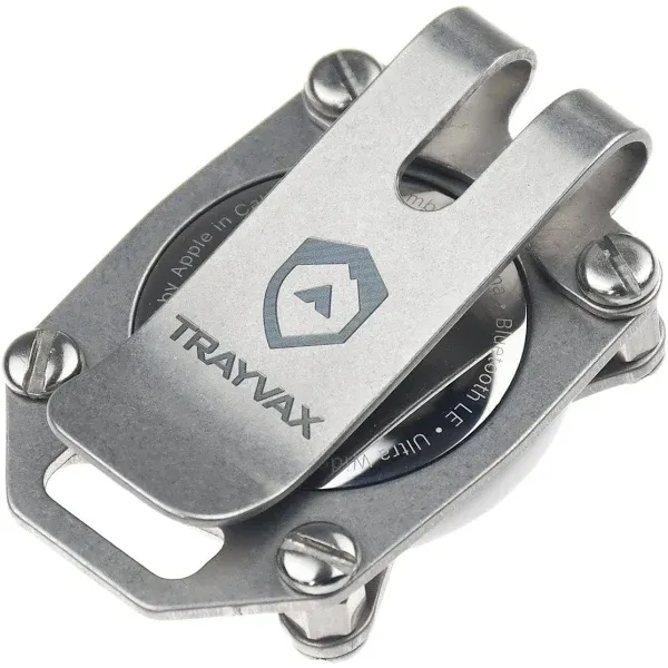 Trayvax Tracer Apple Airtag Keychain, Stainless Steel Air Tag Holder Key Chain with Pocket Clip, and Lanyard Hole