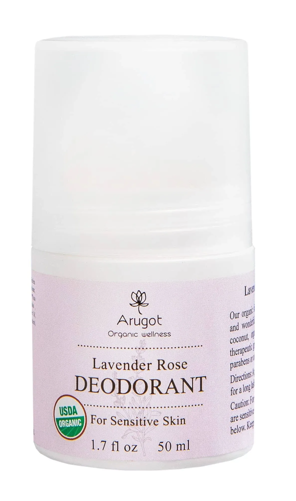 Arugot Lavender Rose Roll on Deodorant, USDA Certified Organic, Made in Israel ...