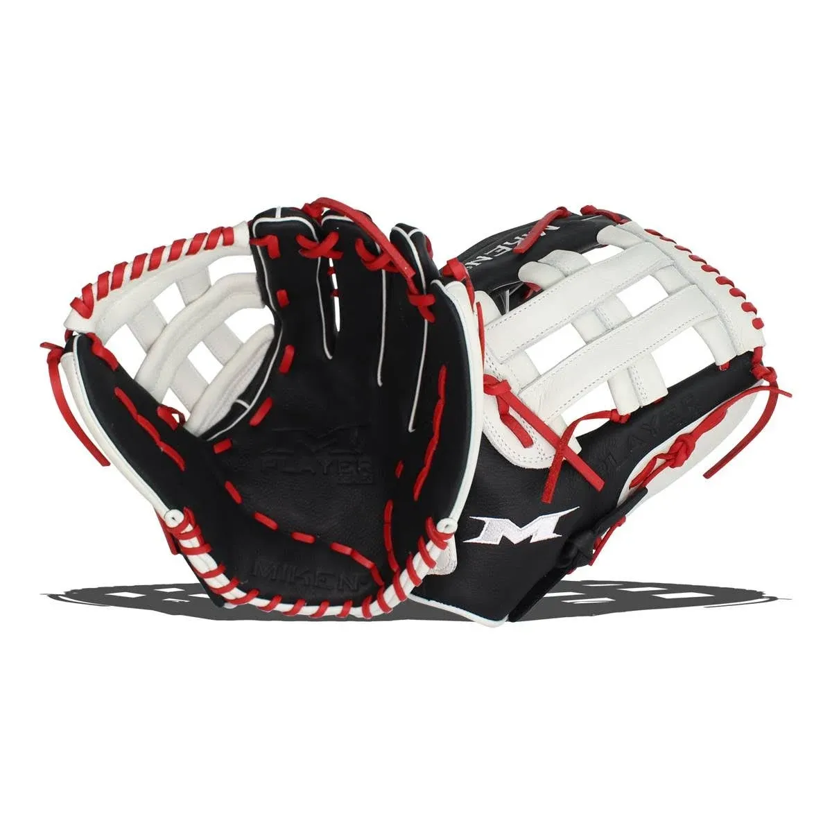 Miken Player Series Slowpitch Softball Glove, 13.5 inch, Right Hand Throw, Black and White