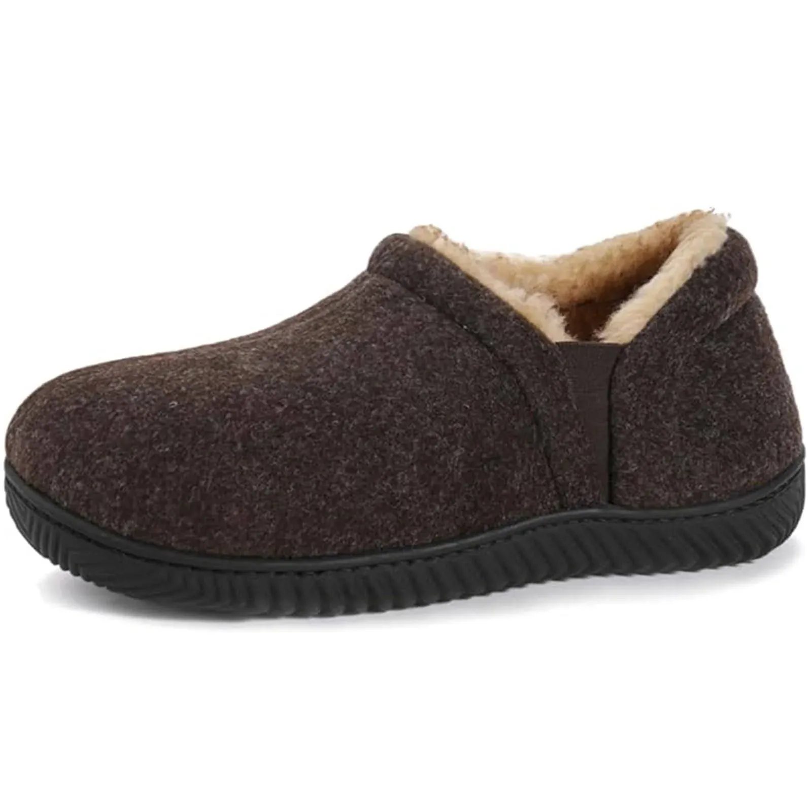 Zizor Men's Fuzzy Wool Fleece Elastic Side Bootie Slipper with Memory Foam, Size ...