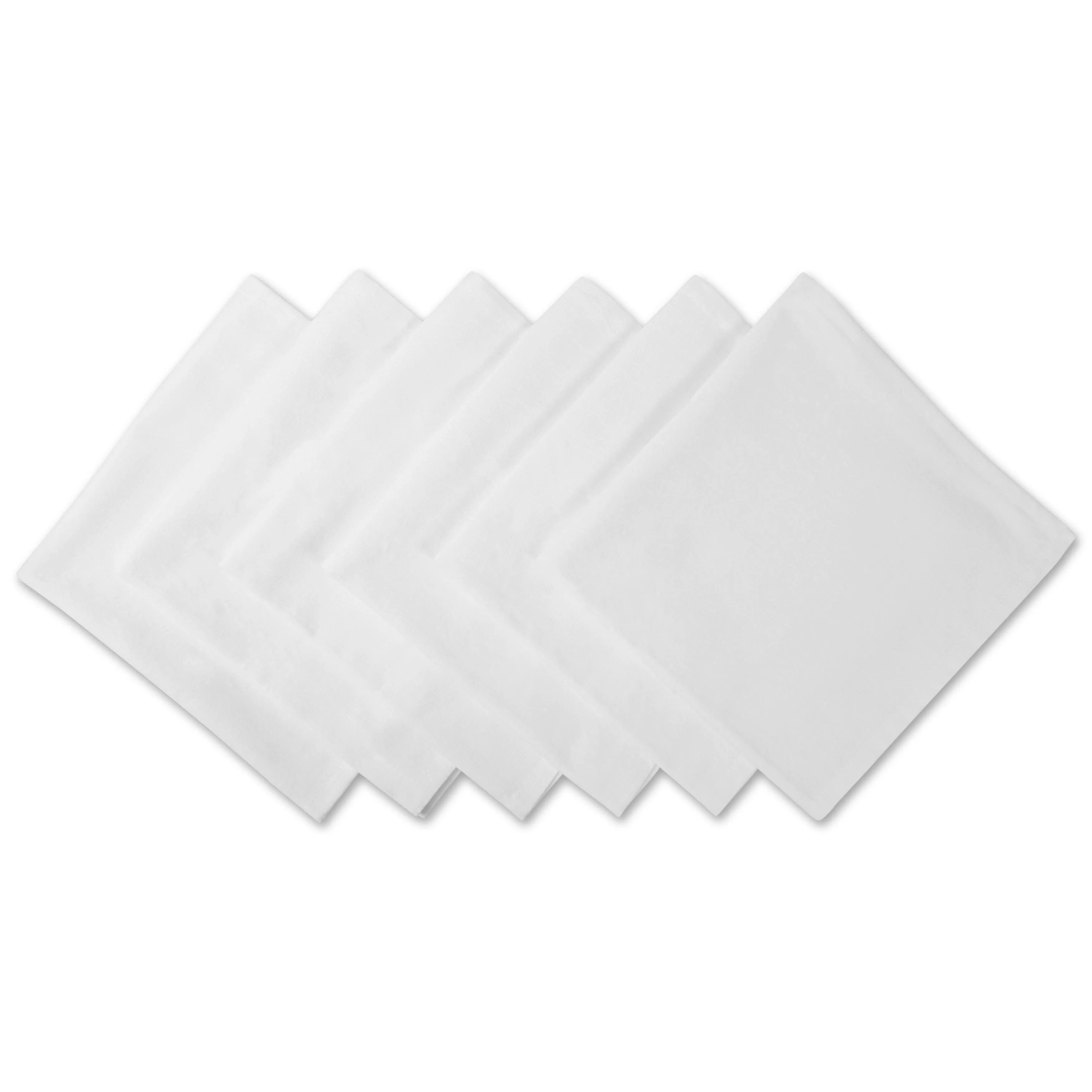 DII Solid Pastel Napkin Set Cotton, Machine Washable, 20x20 Inch, White, 6 Count