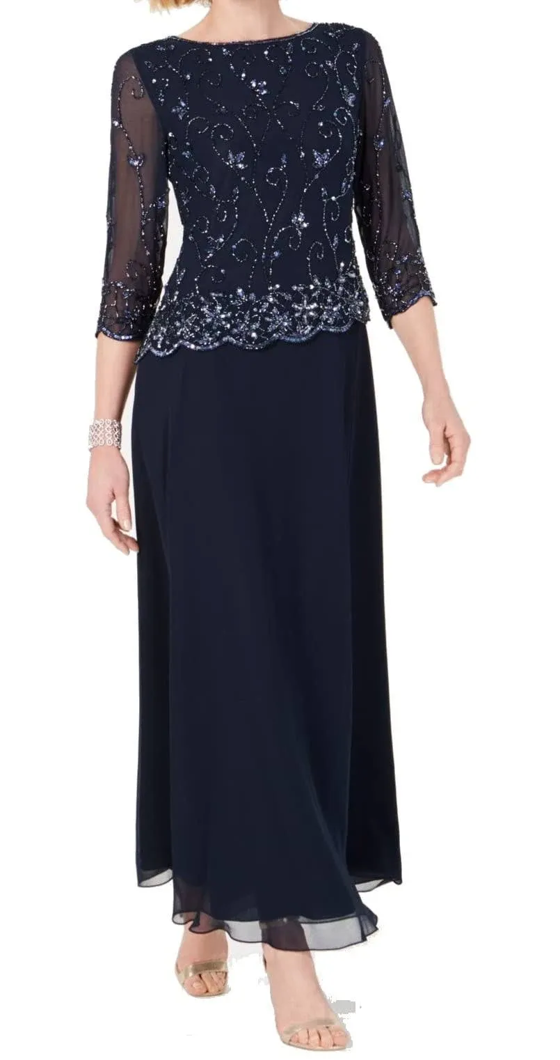 JKara Womens Embellished Long Evening Dress