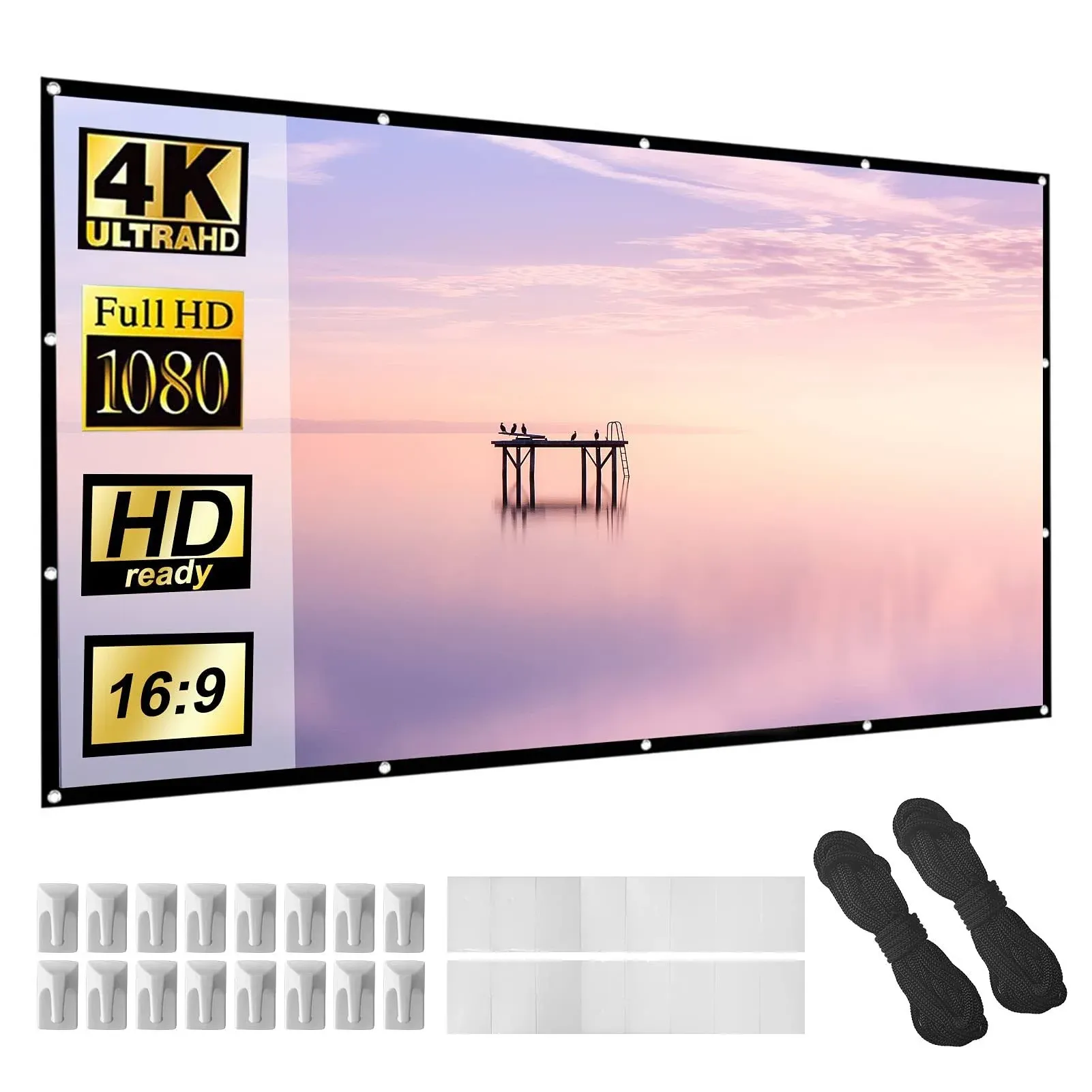 Projector Screen, 120 inch Portable Foldable Projection Screen 16:9 120