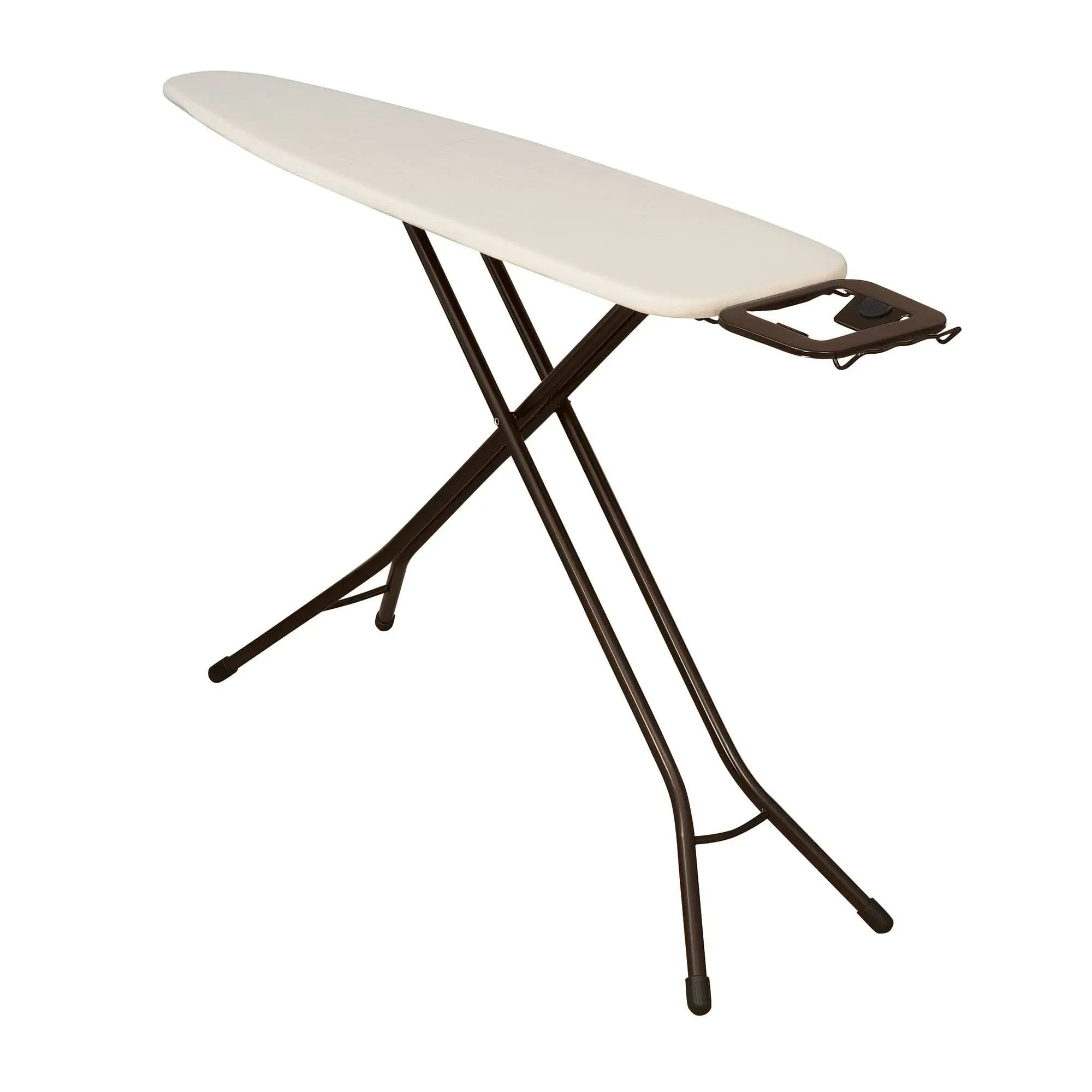 Steel Top Long Ironing Board with Iron Rest | Natural Cover and Bronze Finish...