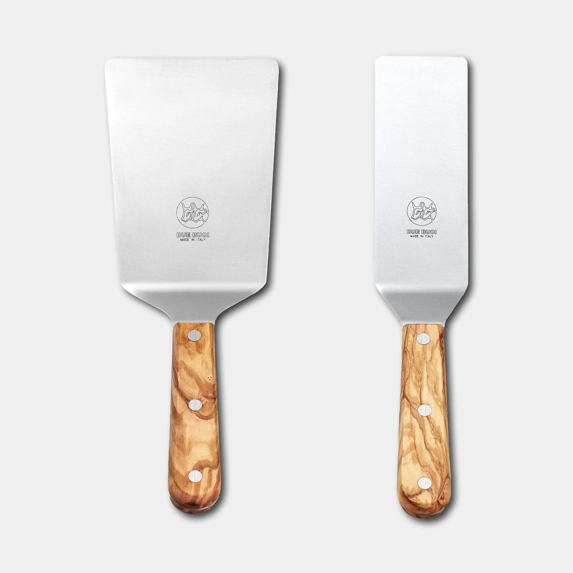 Due Buoi | Set 2 Spatulas: Wide Spatula & Narrow Spatula - Olive Wood Handle