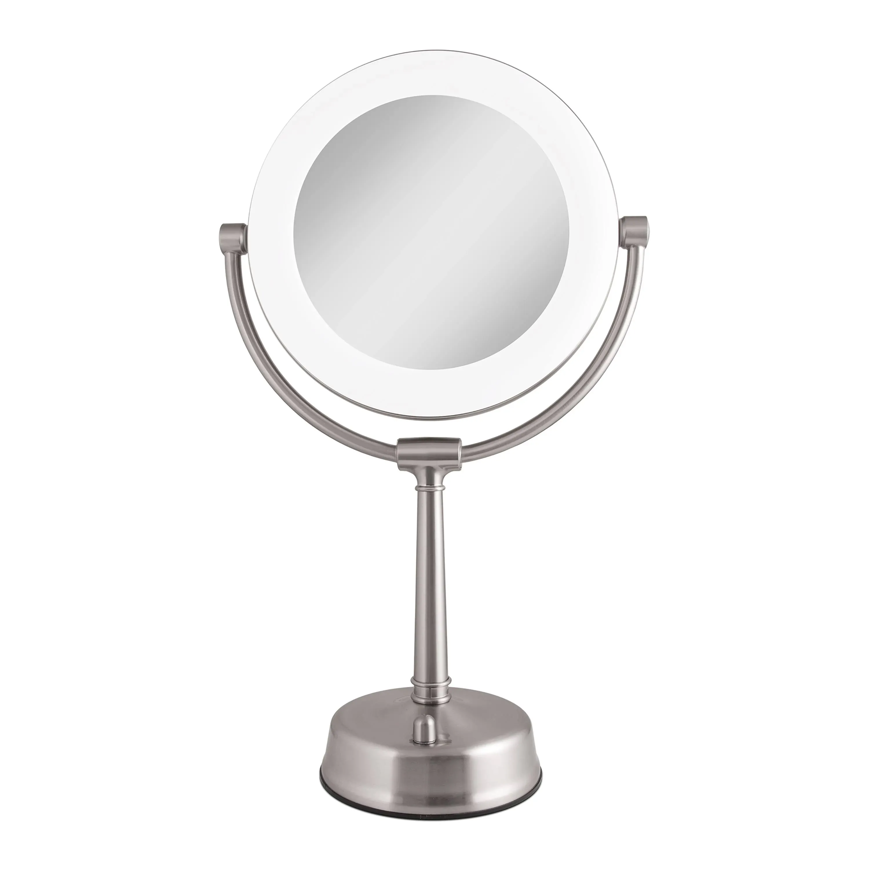 Zadro Lexington LED Lighted Makeup Mirror with Magnification Two-Sided Swivel Mirror with Lights for Makeup Desk Vanity (10X/1X, 12" W x 20" H, 10" Head, 7.5" Mirror, Satin Nickel)