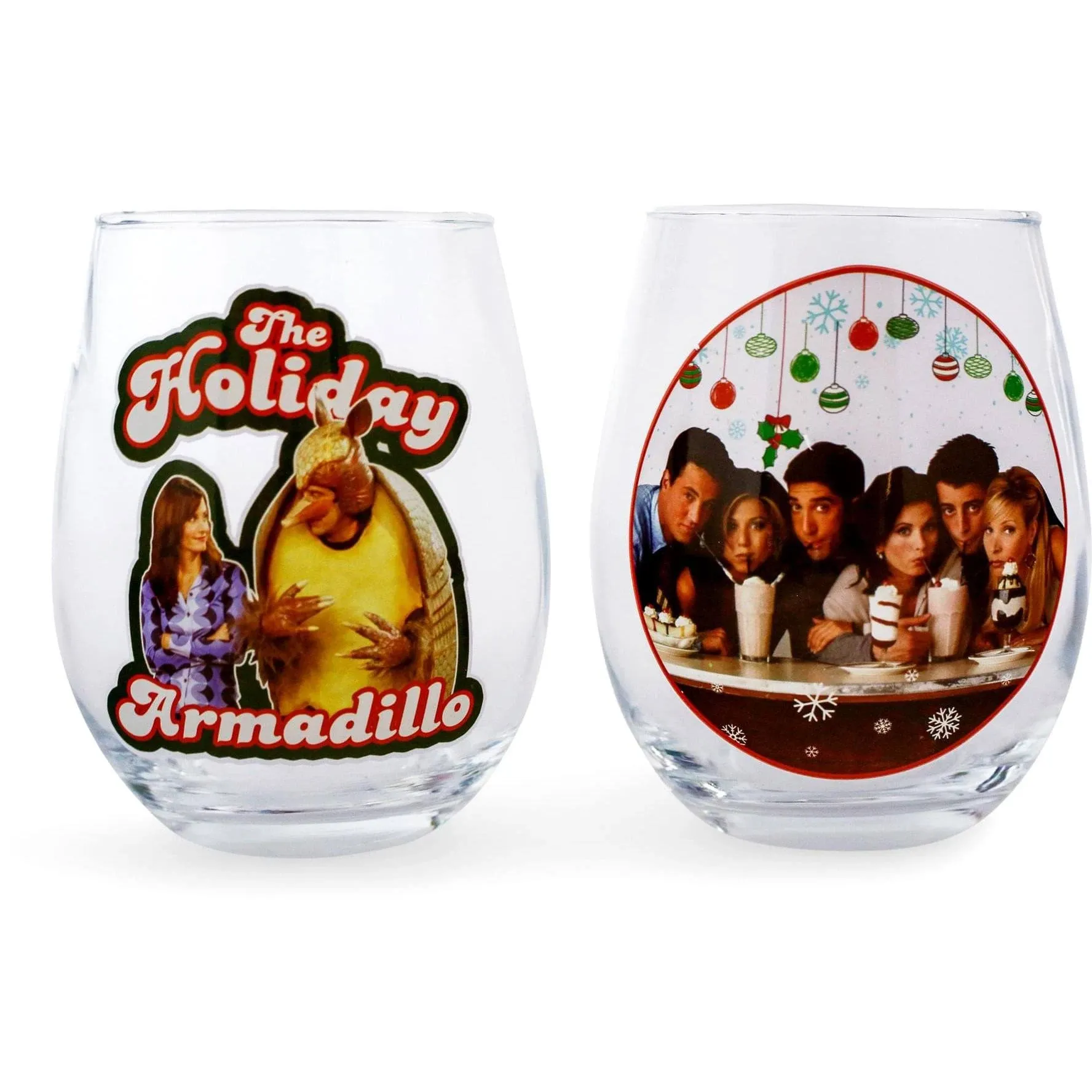 Friends Holiday Stemless Wine Glass Collectible 2-Pack | Each Holds 20 Ounces