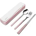 DEVICO Travel Utensils, 18/8 Stainless Steel 4pcs Cutlery Set Portable Camp ...