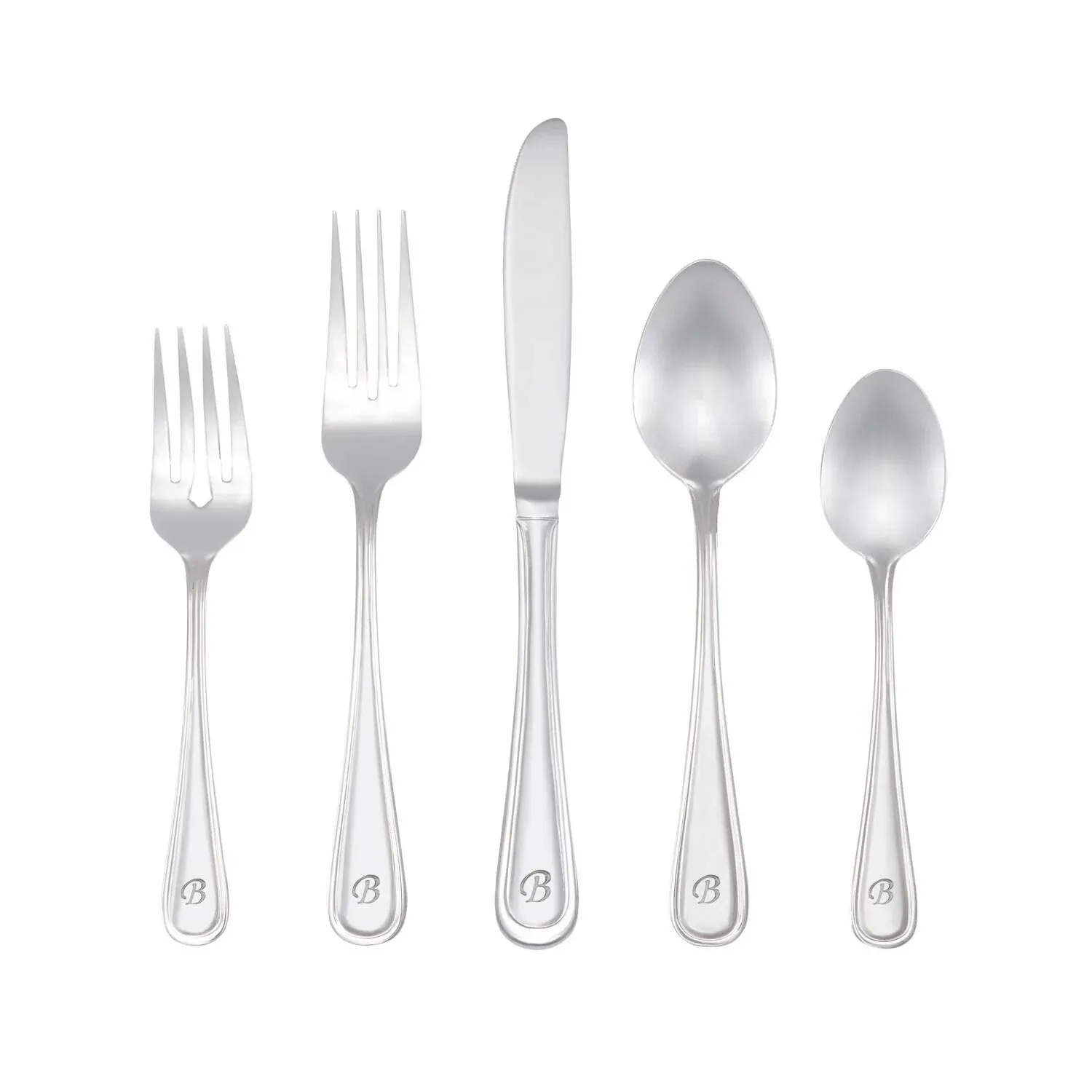 RiverRidge 46-Piece Monogrammed Flatware, Marina Pattern