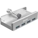 USB Hub 3.0 - 4 Port Aluminum Desk USB Hub 3.0 Clamp Design for Desktop Compu...