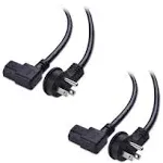 Cable Matters 2-Pack 16 AWG Low Profile Right Angle Power Cord (Power Cable) 6 Feet (NEMA 5-15P to Angled IEC C13)