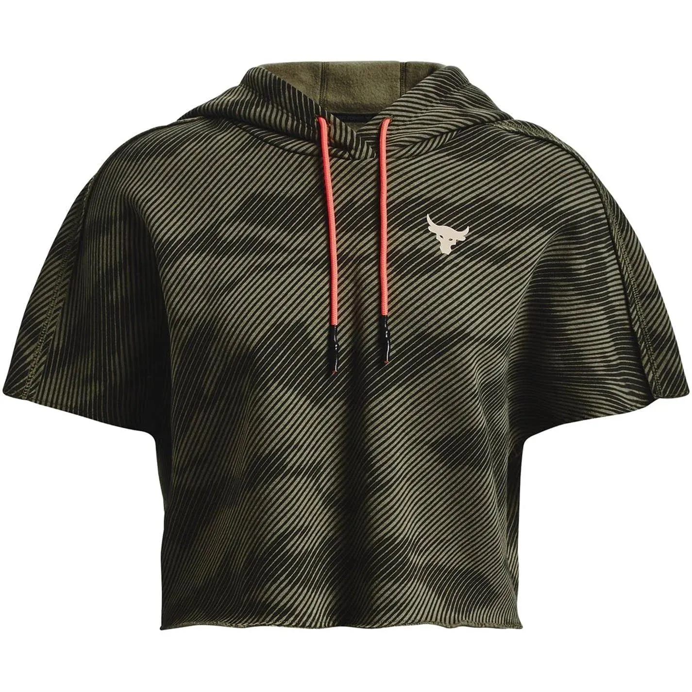 Under Armour Women's Project Rock Fleece Printed Short Sleeve Hoodie (US, Alpha, Small, Regular, Regular, Baroque Green/Stone - 310)