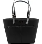 Michael Kors Jet Set Preto Vegano Bolsa Dupla Bolso